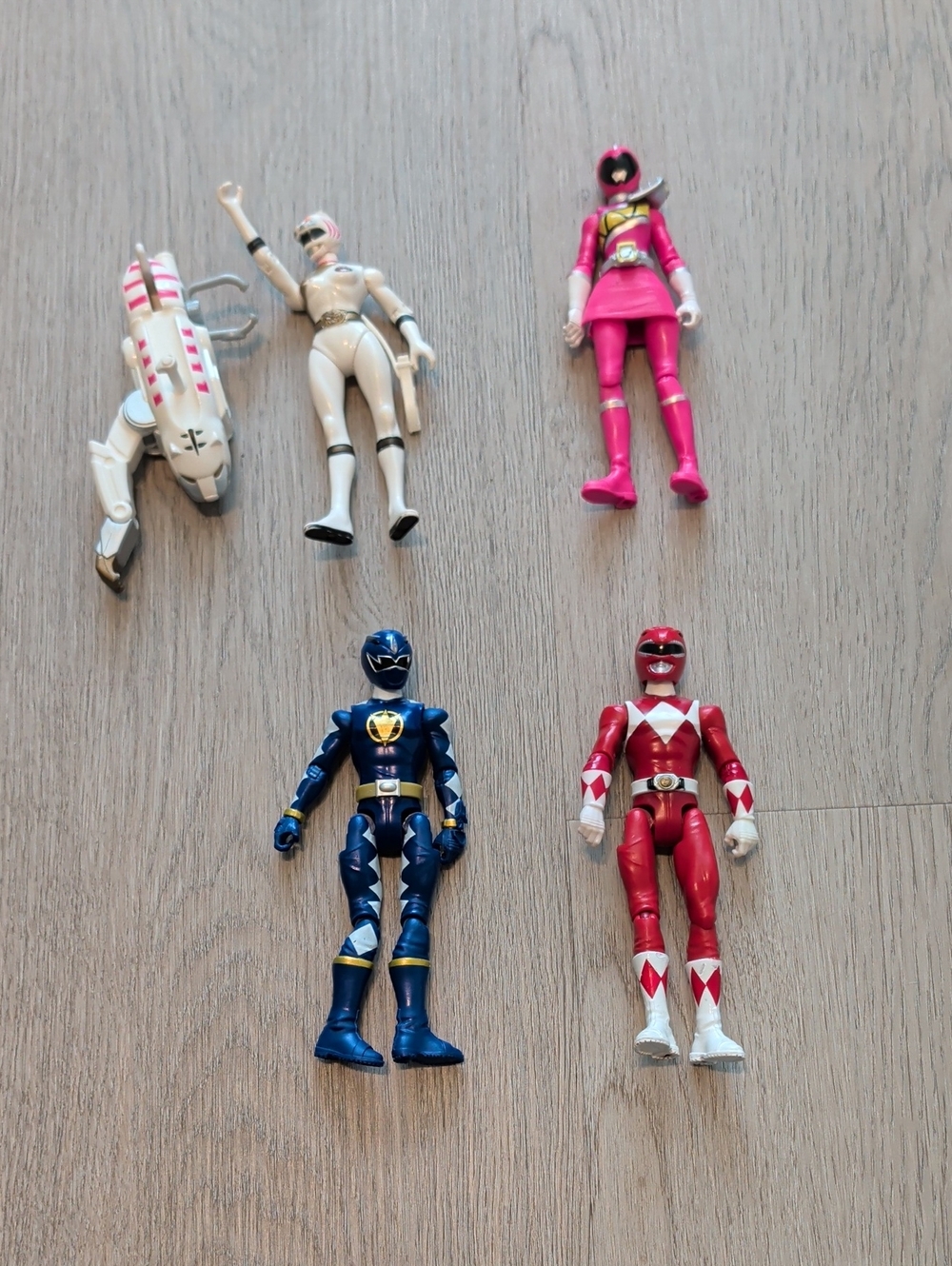 Power Ranger Figures Set - Red, Blue, Pink, White